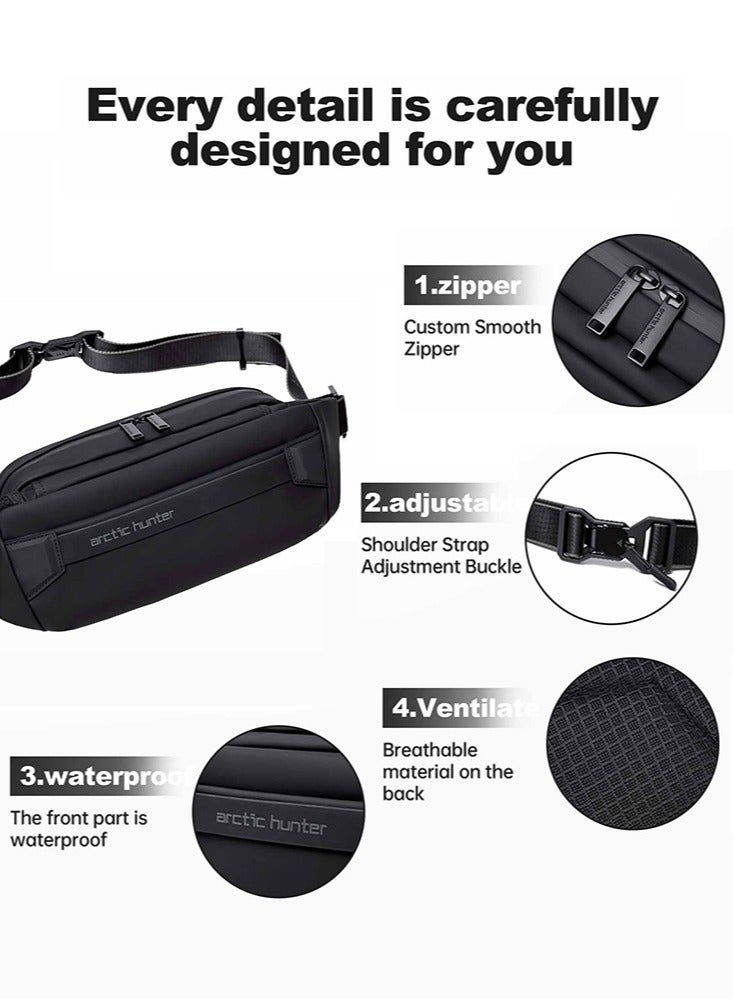 ARCTIC HUNTER Lightweight Waist Money Bag for Men and Women,Crossbody Shoulder Bag Pack,Belt Bag for Travel Walking Running Hiking Cycling, Black - Image 4